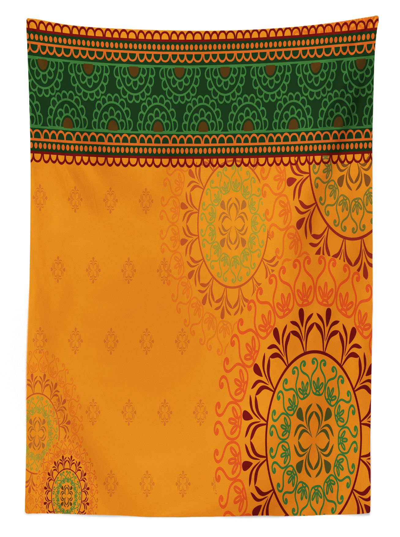 Lunarable Mandala Outdoor Tablecloth - Far Eastern Inspired Design with Circle Details, Washable Picnic Table Cover 58x120 Inches, Multicolor for Patio, Garden, and Beach Parties