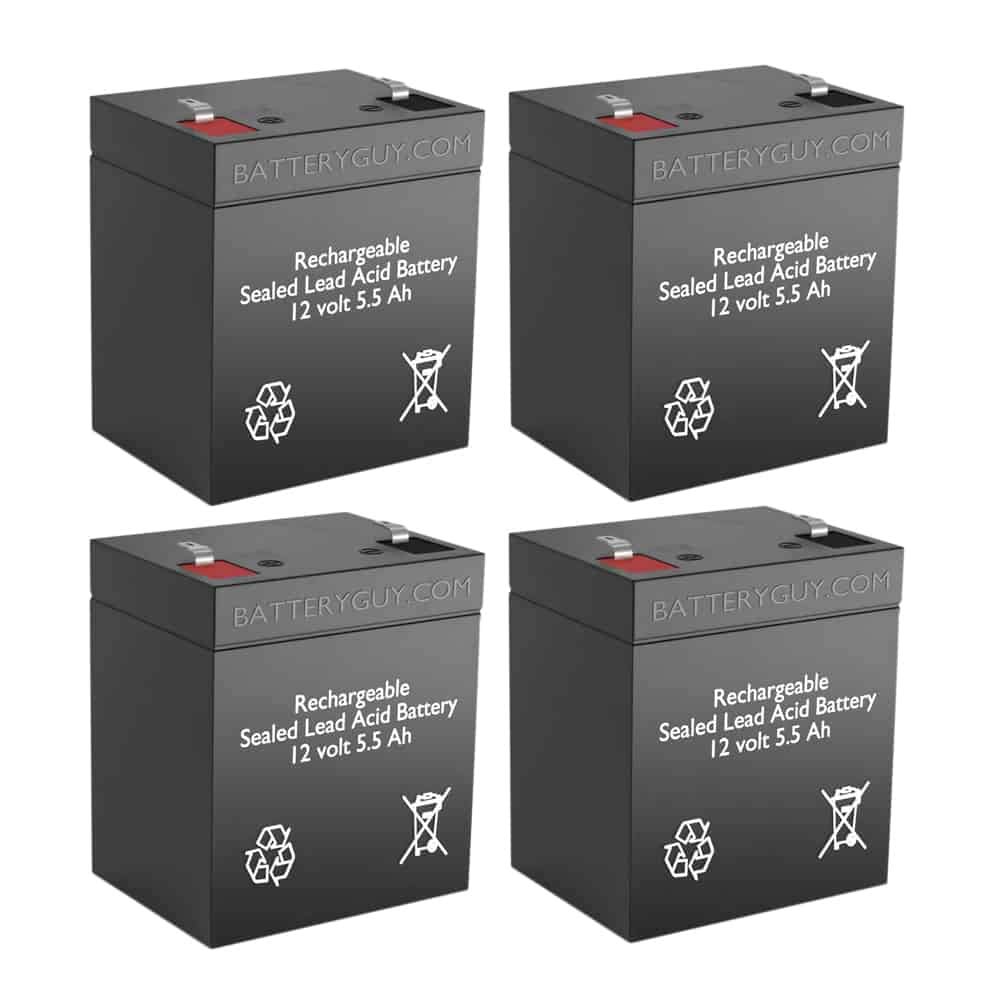 E1100 Replacement 12V 5.5Ah SLA Rechargeable Battery - High Rate Performance (4-Pack) - Perfect for Security Systems, Emergency Lighting & Power Backup