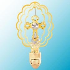 Swarovski Crystal Cross Night Light - Elegant Ruffled Ovals for Bedroom Decor