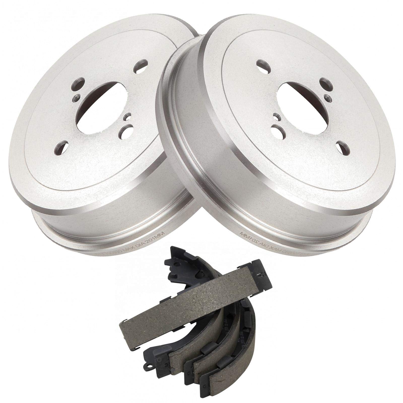 TRQ Rear Brake Drum & Shoe Pair Set - Compatible with Toyota Corolla & Chevy Prizm - High Performance Braking System - Perfect for DIY Auto Repairs & Maintenance
