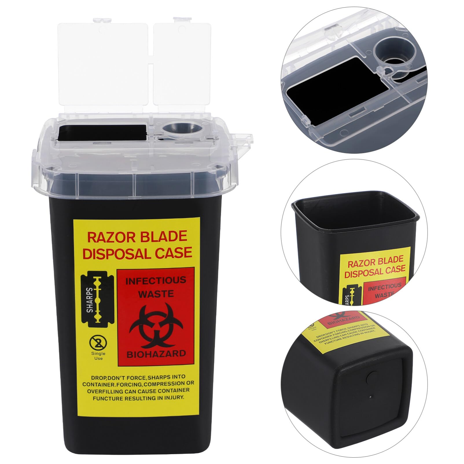 FOMIYES Sharps Disposal Container - Safe Biohazard Waste & Razor Blade Disposal for Home & Professional Use | Leak-proof Medical Waste Container for Needles, Syringes & Sharp Objects | Ideal for Clinics, Hospitals & Home Healthcare