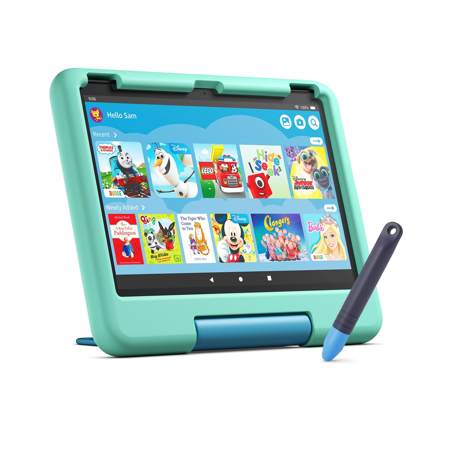 Amazon Fire HD 10 Kids Tablet (2023) with Kid-Friendly Stylus & Tether - 10.1