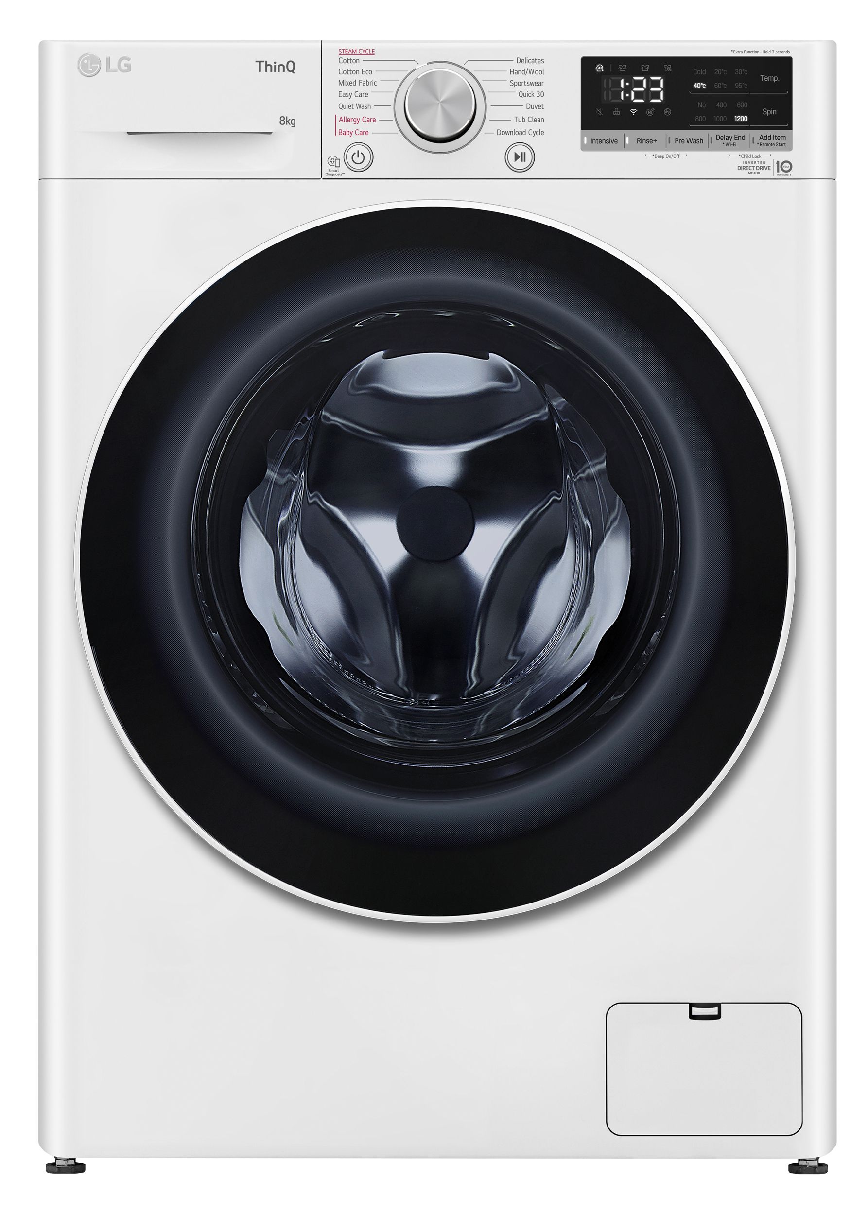 LG 8kg Slim Series 5 Front Load Washing Machine - Energy Efficient, Quiet Operation, White (WV5 1208W) - Perfect for Small Apartments & Laundry Rooms