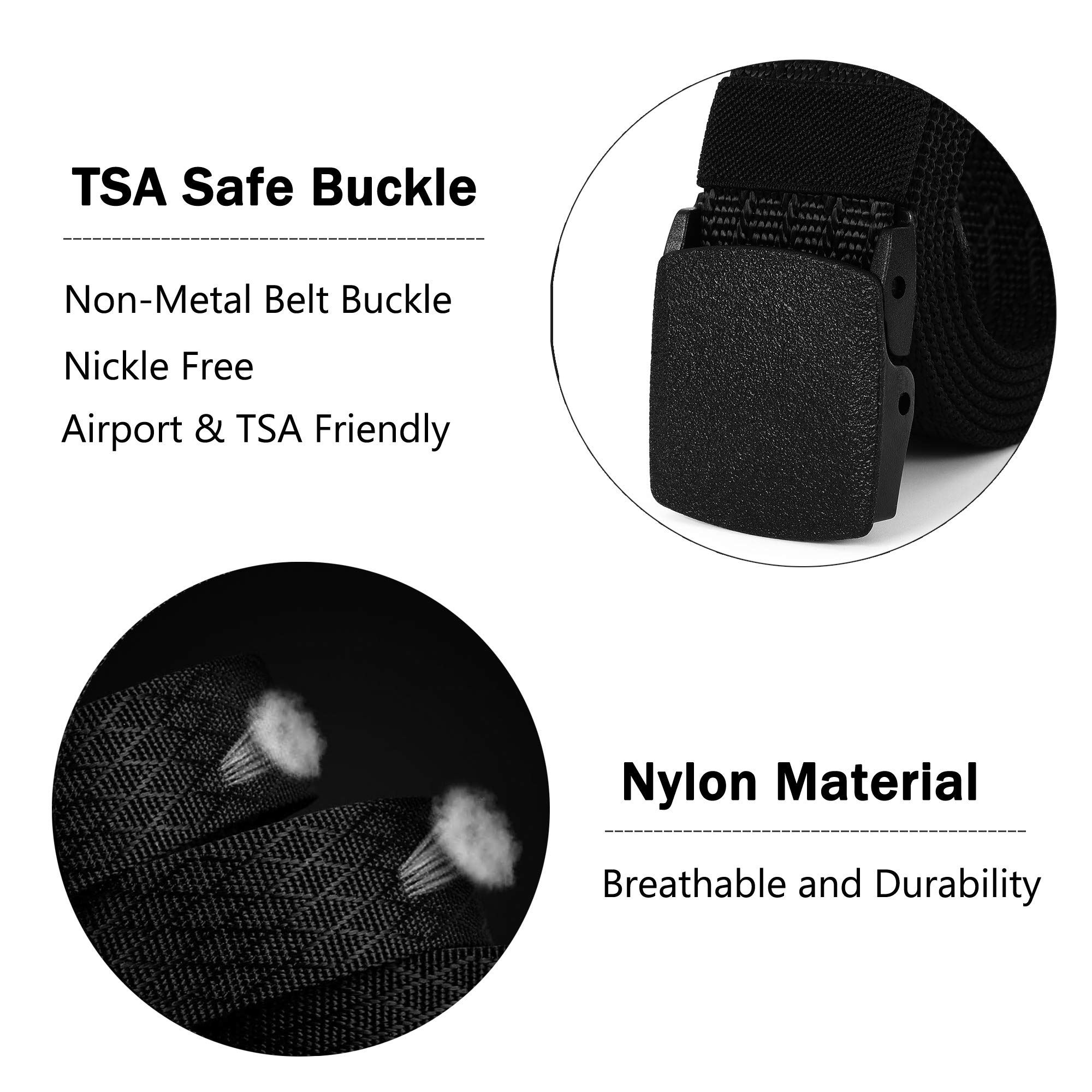 Durable Nylon Web Belt for Outdoor & Military Use - TSA Approved YKK Buckle (Plastic/Metal) - Perfect for Hiking, Travel, and Everyday Wear