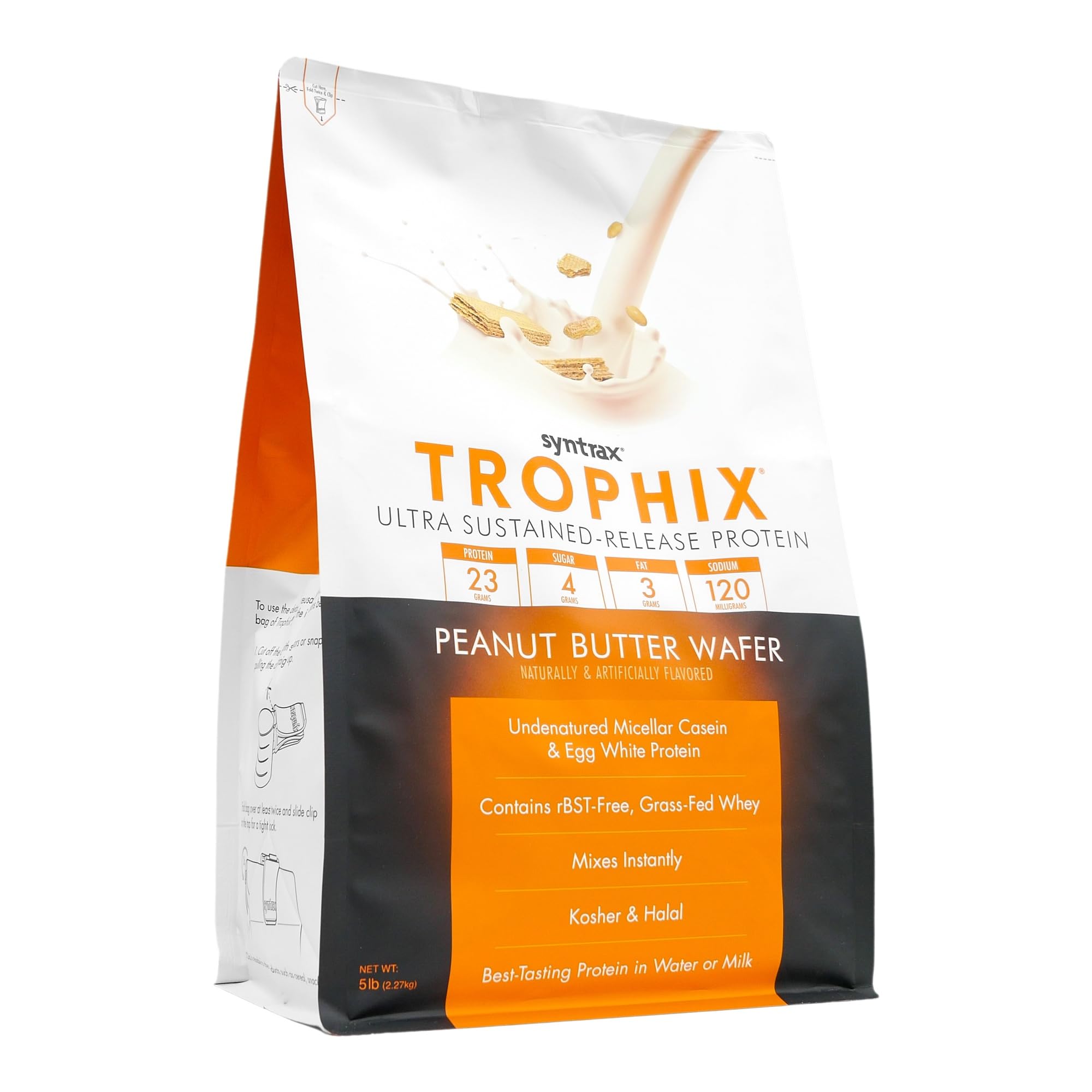 Syntrax Nutrition Trophix Protein Powder - Ultra Sustained-Release Protein Blend with Real Peanut Butter Wafer Pieces (5 lbs) | Ideal for Post-Workout Recovery, Muscle Growth & Healthy Snacking
