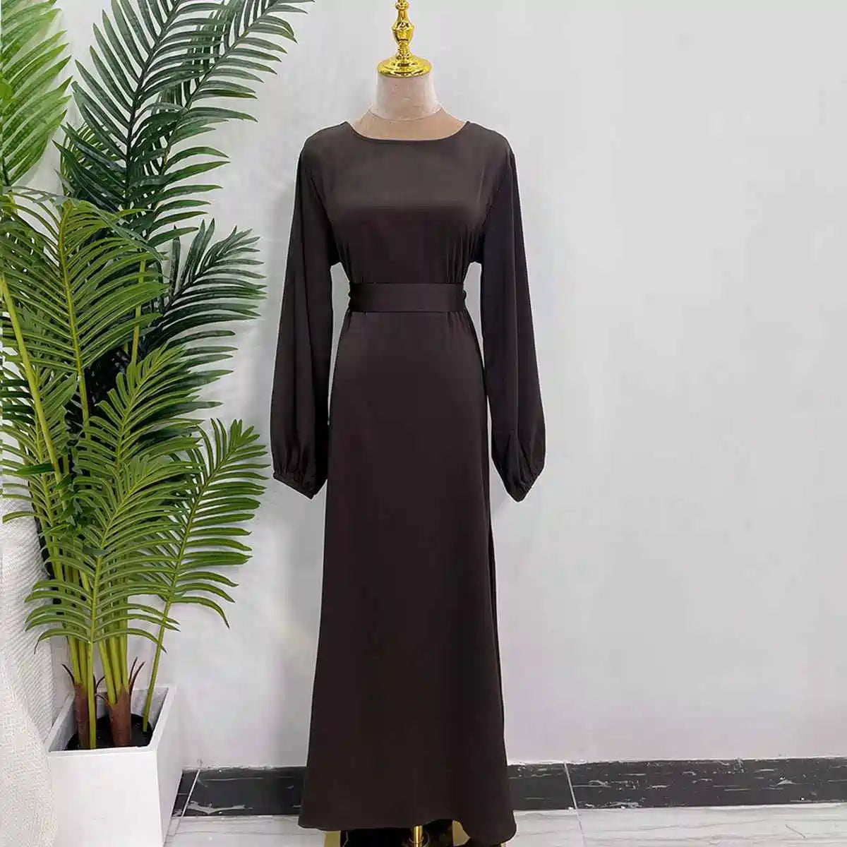 Elegant Middle Eastern Turkish Dubai Muslim Women's Satin Abaya Dress - Perfect for Prayer, Weddings & Special Occasions