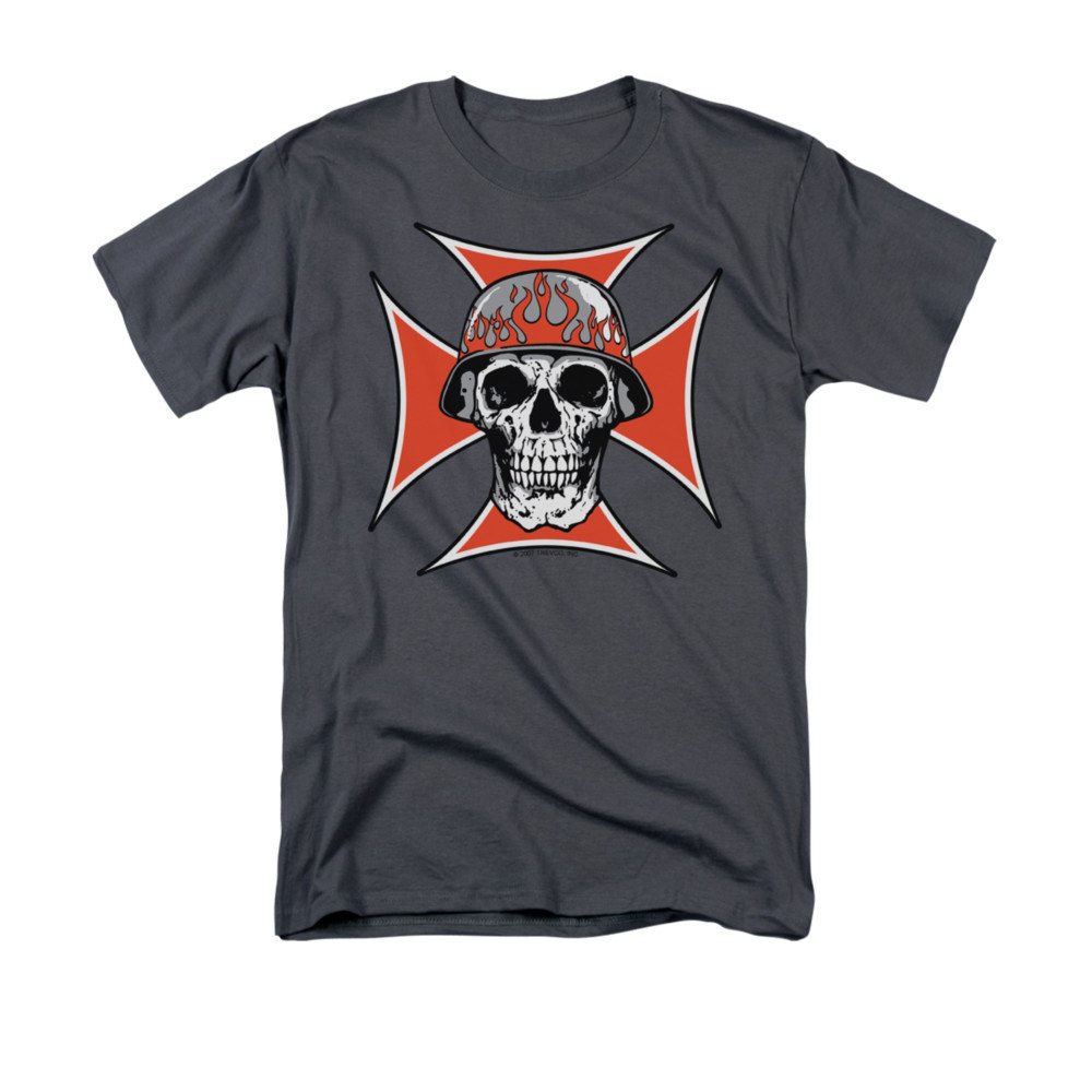 Trevco Men's Iron Cross Graphic Short Sleeve T-Shirt | Biker & Rock Style Cotton Tee for Casual Wear & Motorcycle Events