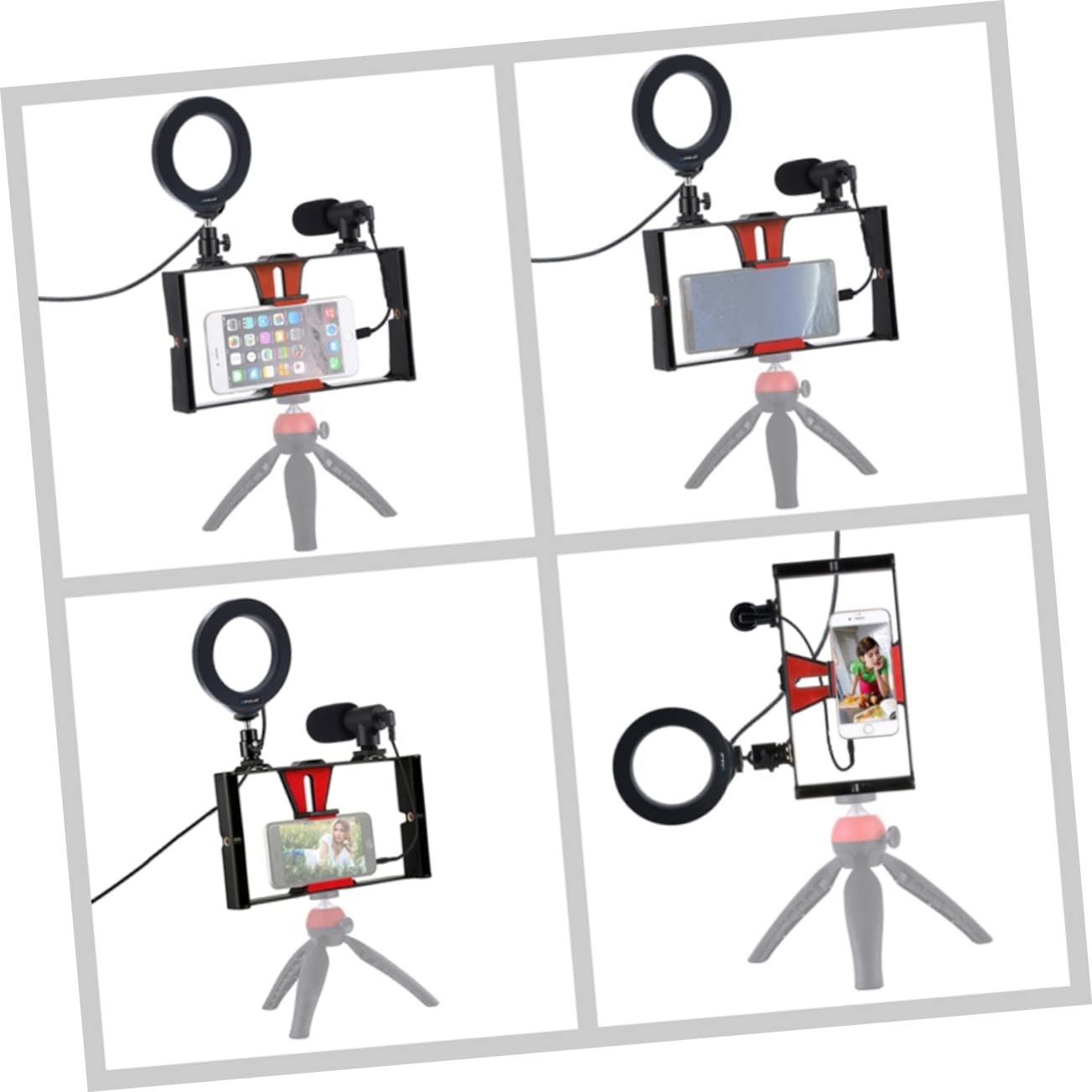 ABOOFAN 1 Set Adjustable Phone Tripod Stand with Phone Holder - Portable Desktop Camera Mount for Live Streaming, Video Recording, Makeup Tutorials, YouTube Videos & TikTok Content Creation