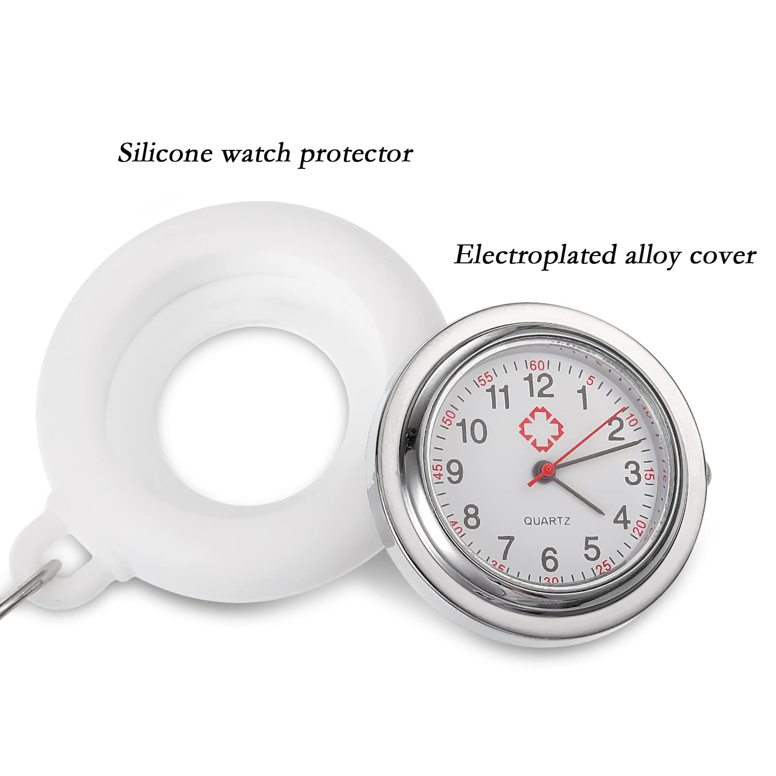 2PCS Rainbow Nurse Fob Watch - Silicone Clip-On Retractable Nursing Watch for Women, Doctors & Medical Professionals | Waterproof, Easy-to-Read with Second Hand | Perfect for Hospital Shifts, Clinical Work & Healthcare Settings