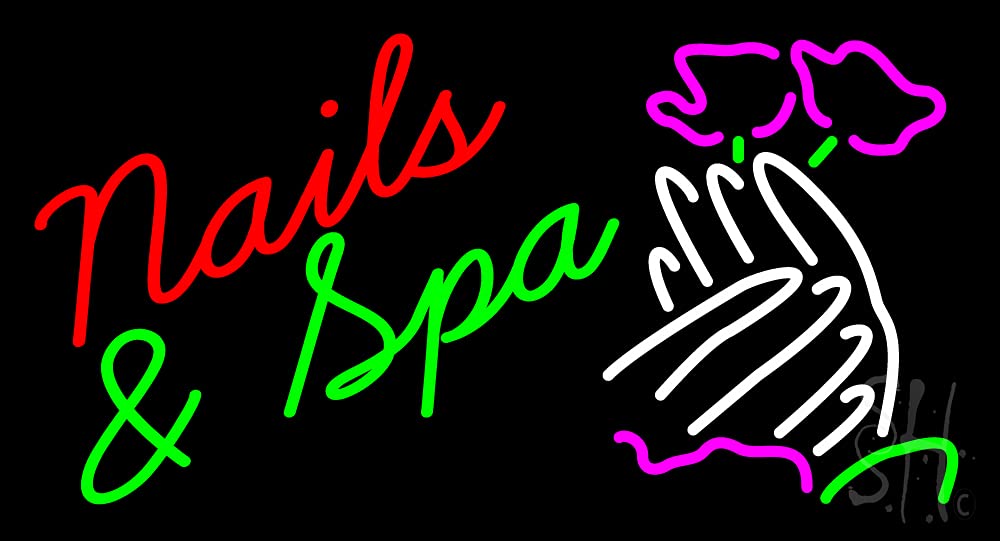 13x24 Inches Black Square Cut Acrylic LED Neon Sign with Dimmer - Bright Premium Indoor Nails & Spa Decor for Salon, Storefront & Home Decor - Perfect for Spa Interior, Nail Shop Display & Retail Store Lighting