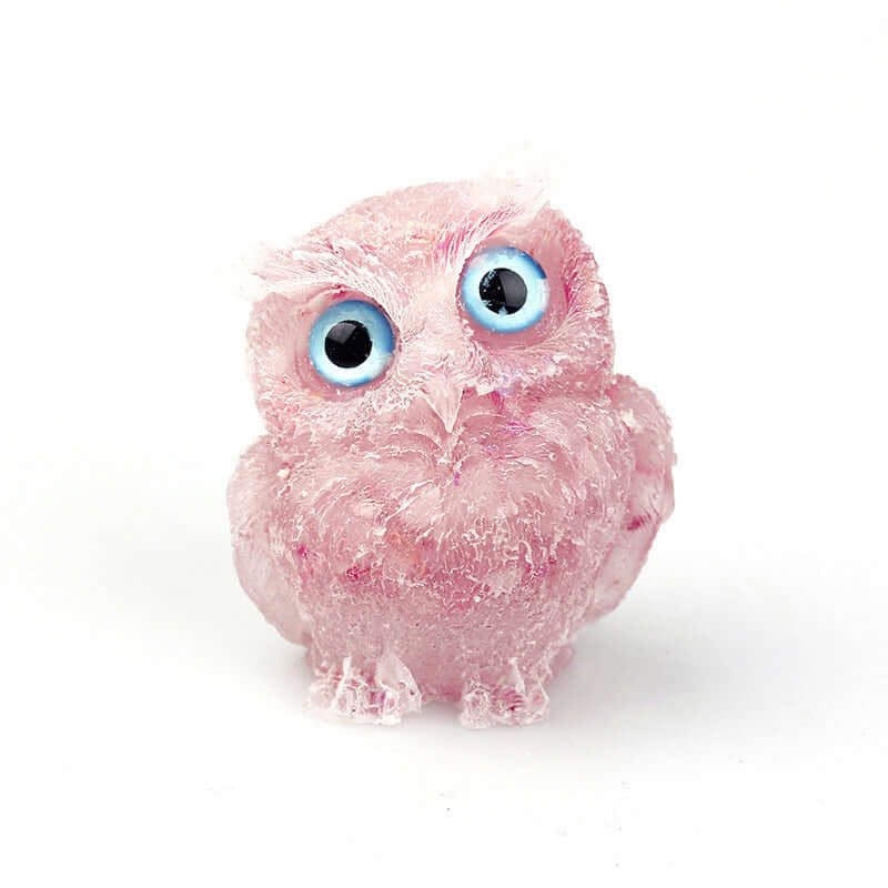 Crystal Stone Owl Ornaments - Handcrafted Table Top Decor for Home & Office | Feng Shui Gift, Zen Meditation Decor, Bookshelf Display | A6565