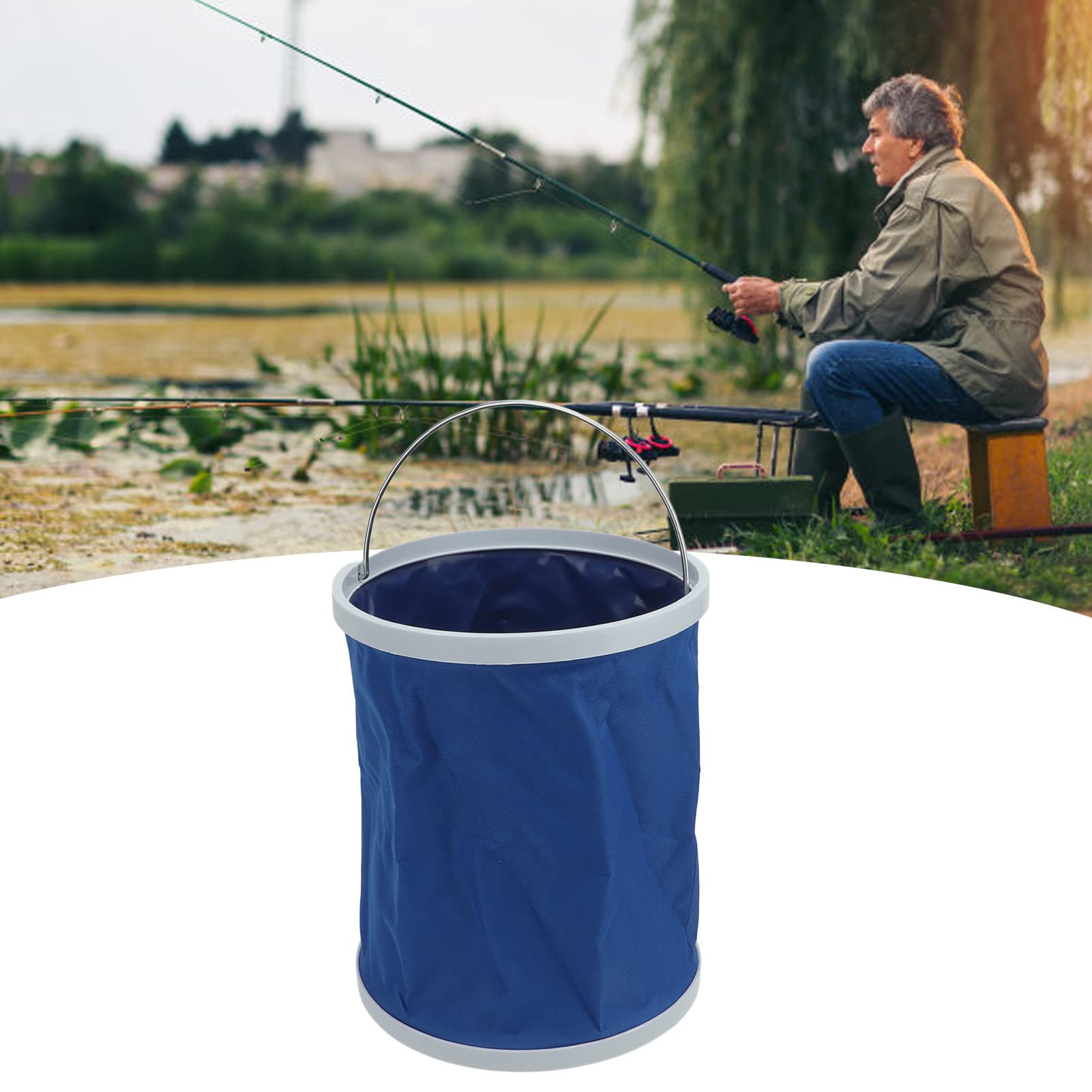 13L Foldable Fishing Bucket - Thickened Waterproof Oxford Cloth Storage Pail for Camping, Outdoor & Car Use - Perfect for Fishing Gear Storage, Beach Trips & Emergency Water Transport