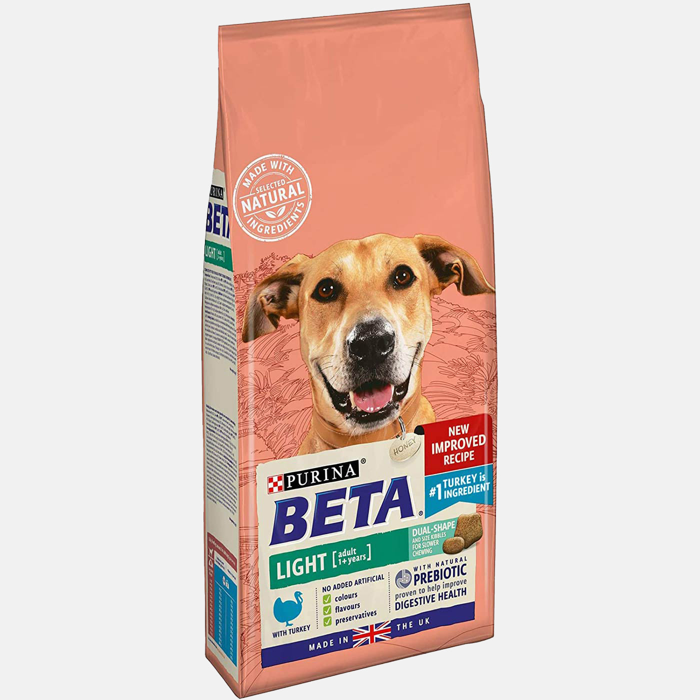 Purina Beta Adult Light Dry Dog Food with Turkey - 14KG (30.8 lbs) for Weight Management & Healthy Digestion - Perfect for Overweight or Less Active Dogs