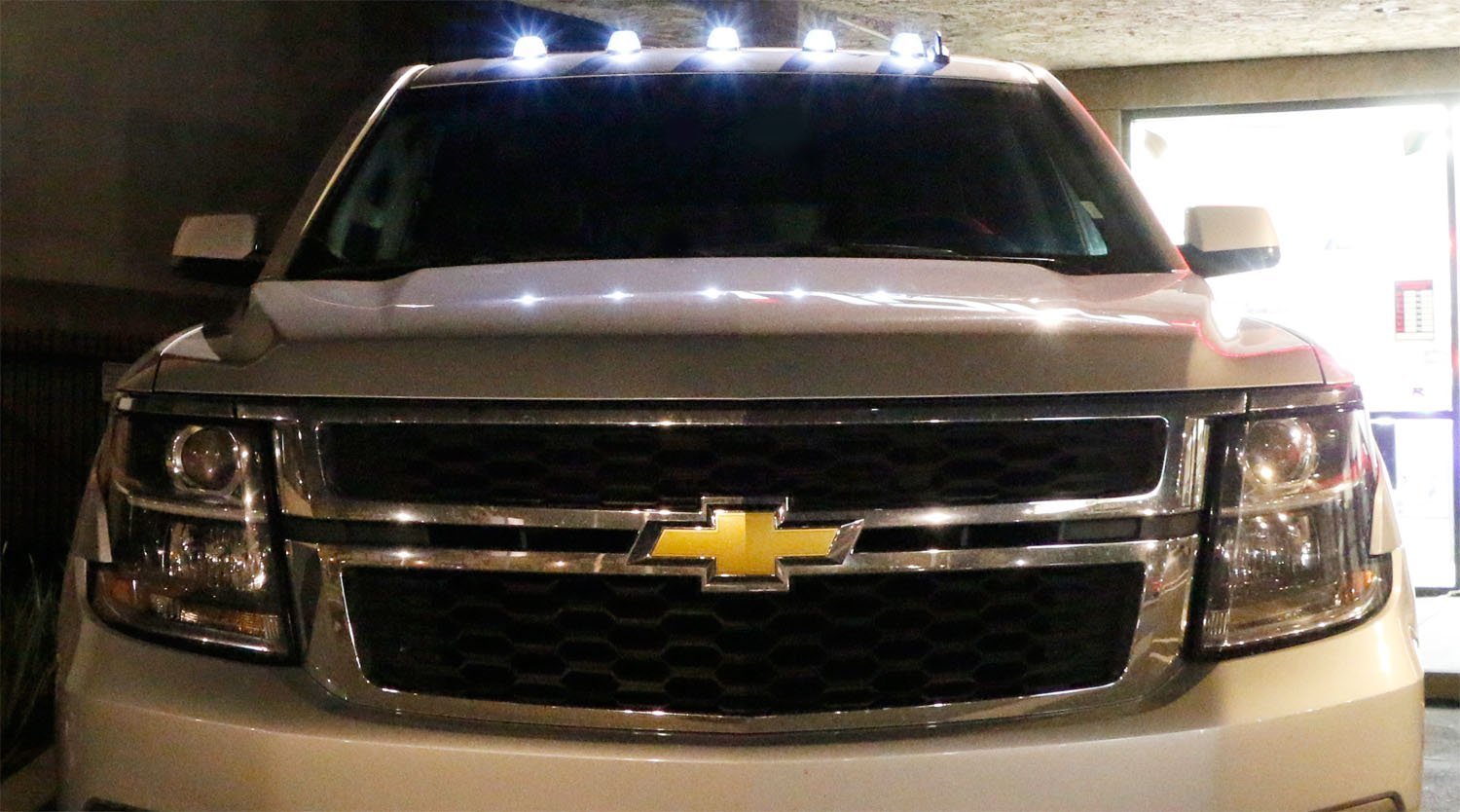5-Pack White LED Black Smoked Cab Roof Marker Lights with Remote Strobe Flash Module - Heavy Duty Truck & Trailer Lighting for Night Visibility & Safety