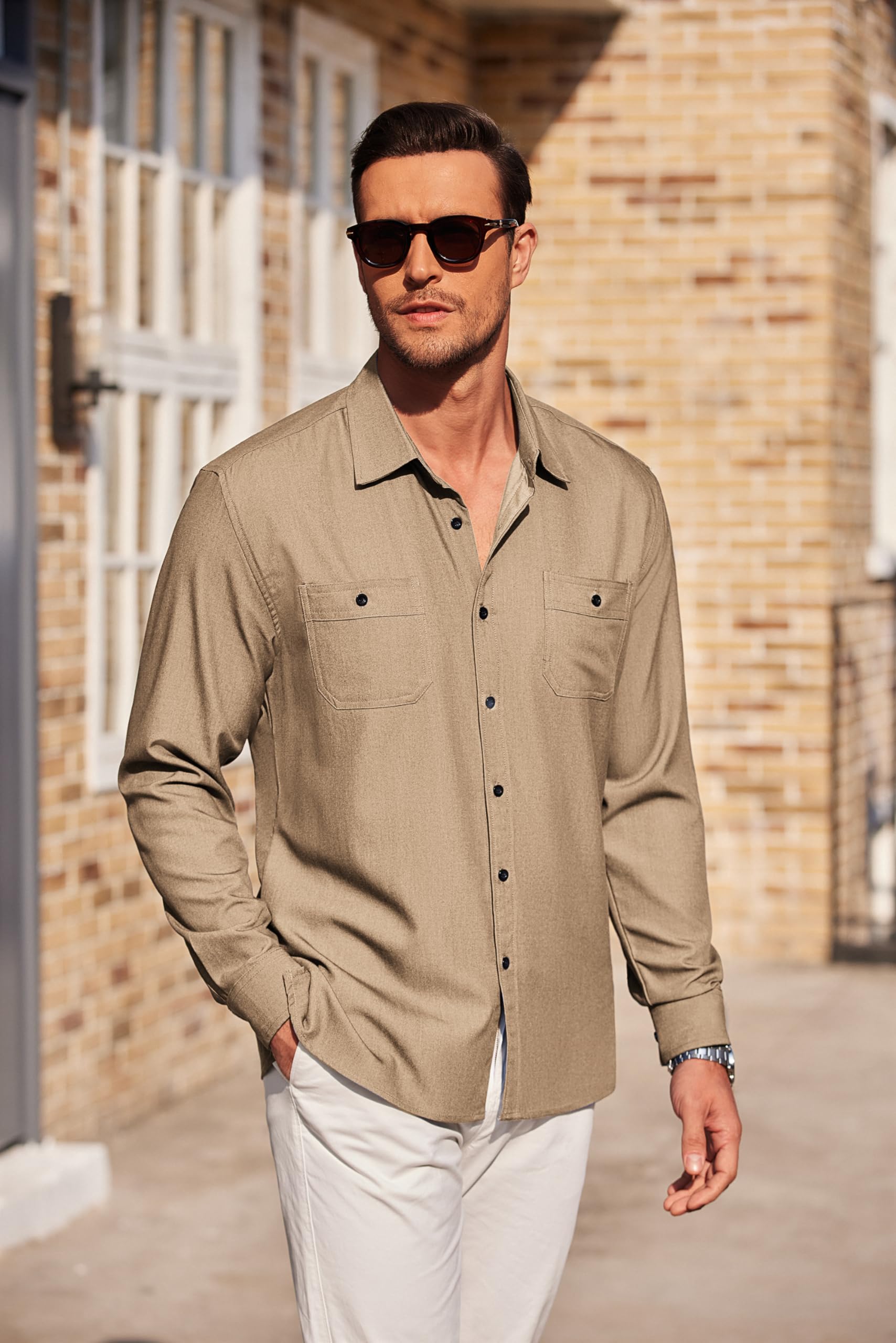 COOFANDY Men's Casual Button Down Shirts - Long Sleeve Wrinkle-Free Dress Shirts for Office, Business & Everyday Wear | Comfortable Untucked Fit for Work & Social Events