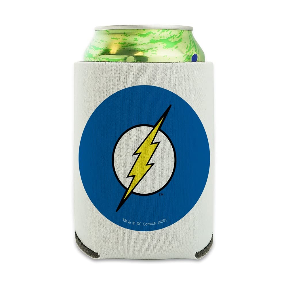 The Flash Lightning Bolt Logo Insulated Can Cooler - Collapsible Drink Sleeve for Beer & Soda - Superhero Themed Beverage Holder for Parties, BBQs & Game Nights