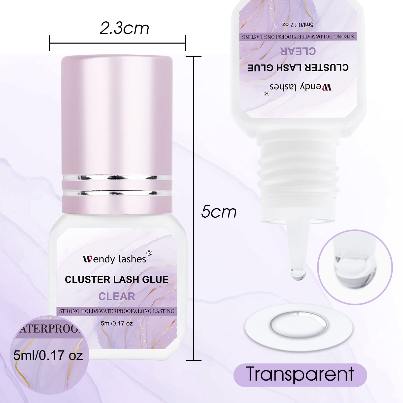 Wendy DIY Eyelash Extension Glue - Fast Drying in 2-3 Seconds, Strong Hold, Clear Formula, 5ml (RJ230306) for Professional-Looking Lashes at Home