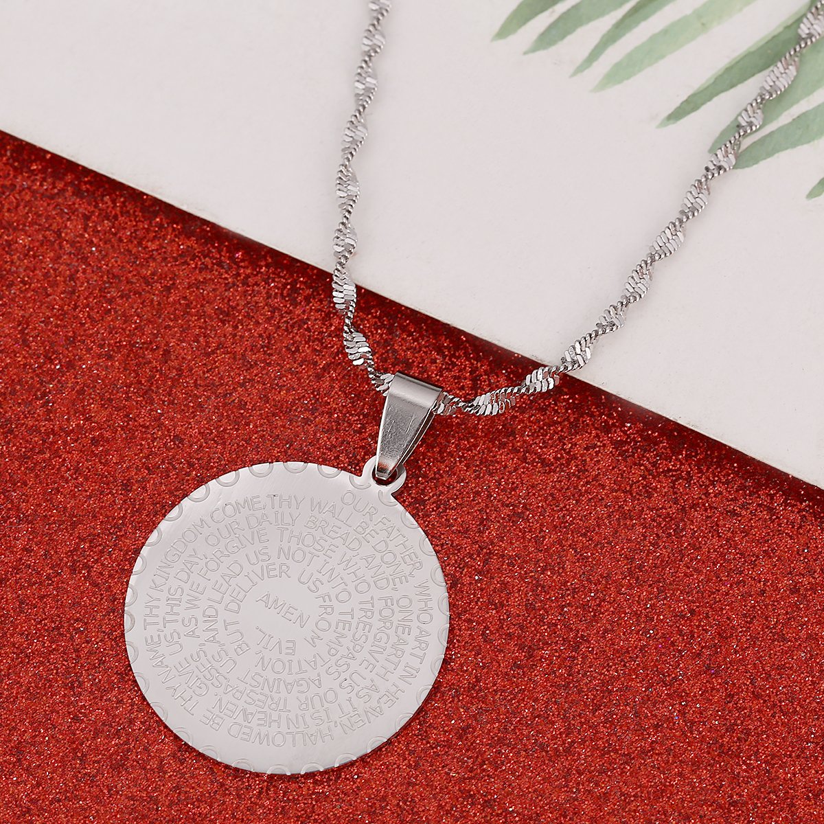 Christian Prayer Jewelry - Bible Verse Coin Medal with Praying Hands, Lord's Prayer Necklace for Women & Men | Faith-Based Gift for Baptism, Confirmation & Daily Devotion