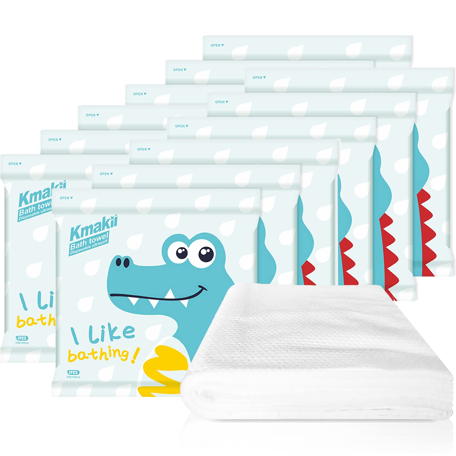 KMAKII 12 Pack Disposable Bath Towels - Soft White 55