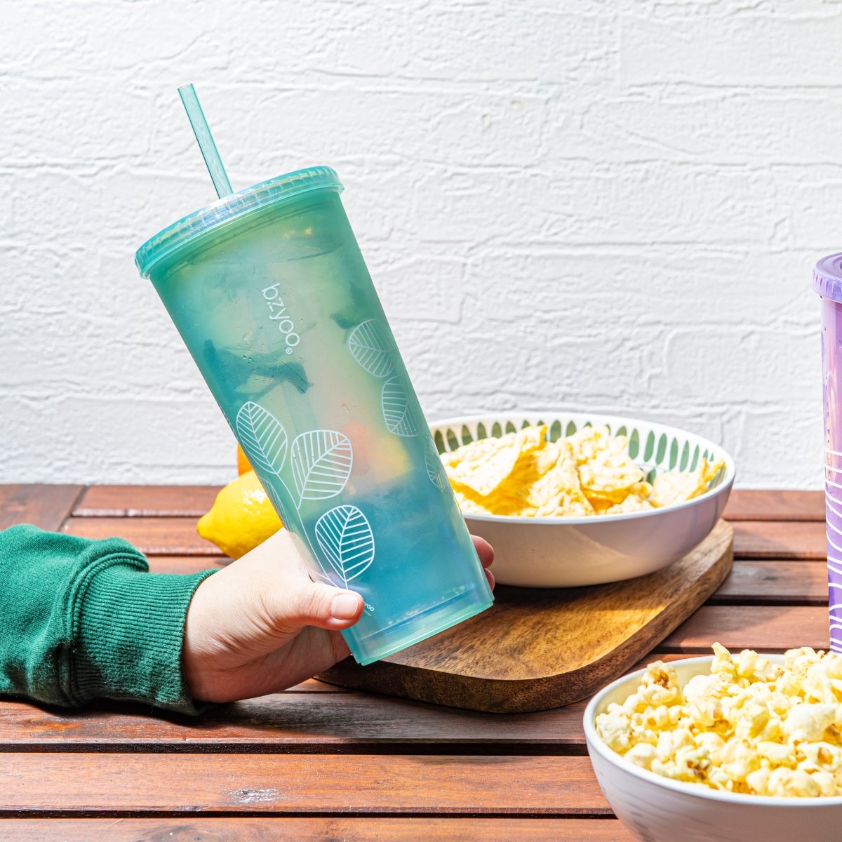 24oz Double Wall Insulated Plastic Tumbler with Lid & Straw - Pearl Green | Leakproof Travel Cup for Coffee, Iced Tea & Cold Drinks | Perfect for Office, Gym & Outdoor Activities