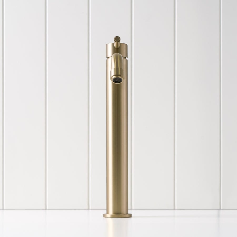 Melbourne Tall Basin Mixer in Warm Brushed Nickel - Modern Bathroom Faucet for Vanity Sinks, Perfect for Home and Hotel Renovations