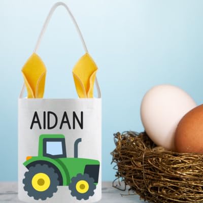 Personalized Easter Basket for Kids - Custom Tractor Design, Easter Bunny Gifts for Boys & Girls - Perfect for Easter Egg Hunts & Spring Celebrations
