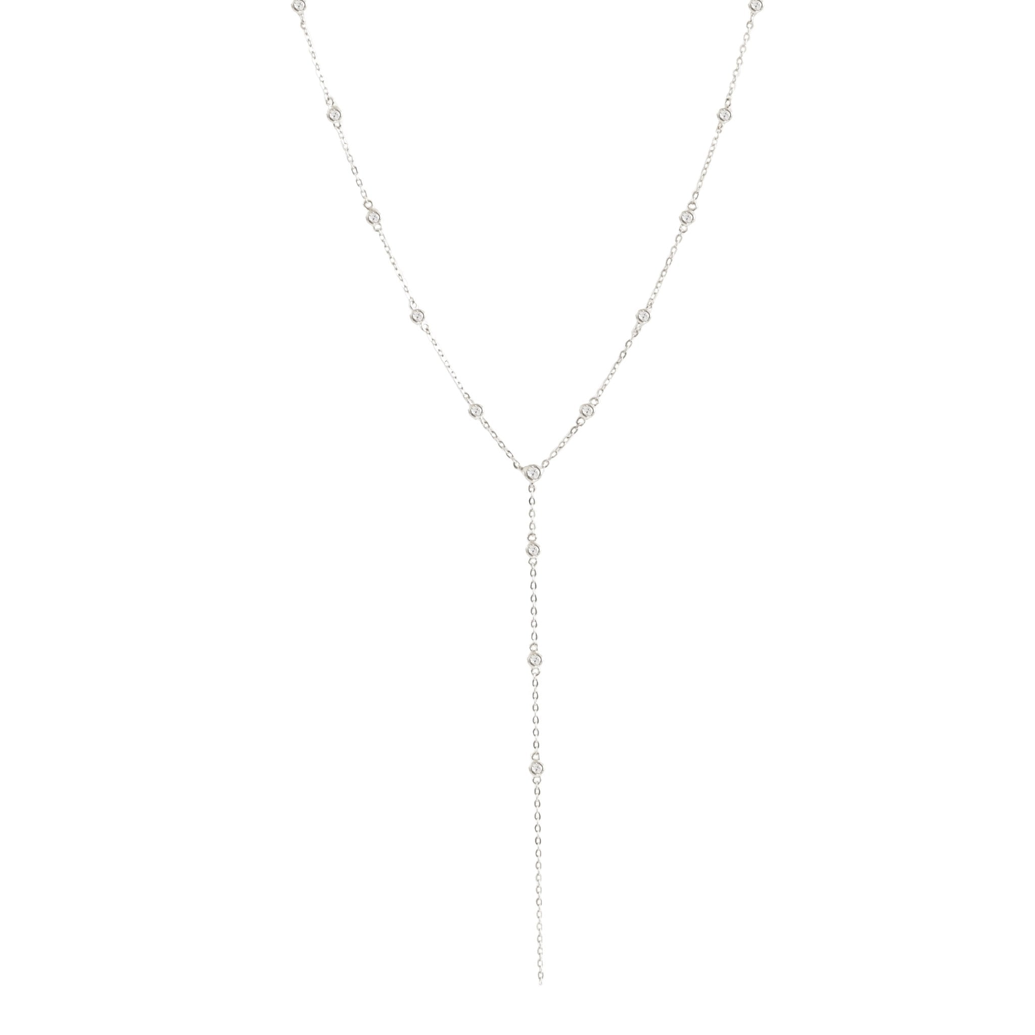 Elegant Dainty Radiant Lariat Necklace with Cubic Zirconia - Perfect for Evening Parties, Weddings & Special Occasions