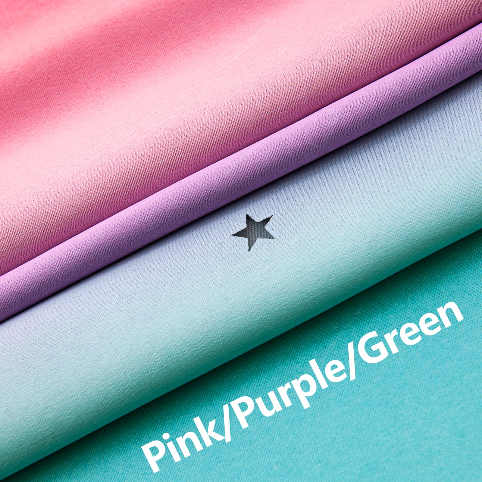 UNISTAR Blackout Curtains for Girls Bedroom, Kids Room & Nursery - Star Pattern Darkening Window Treatment for Princess Bedroom Decor (Pink, Purple, Green, 1 Panel, 34