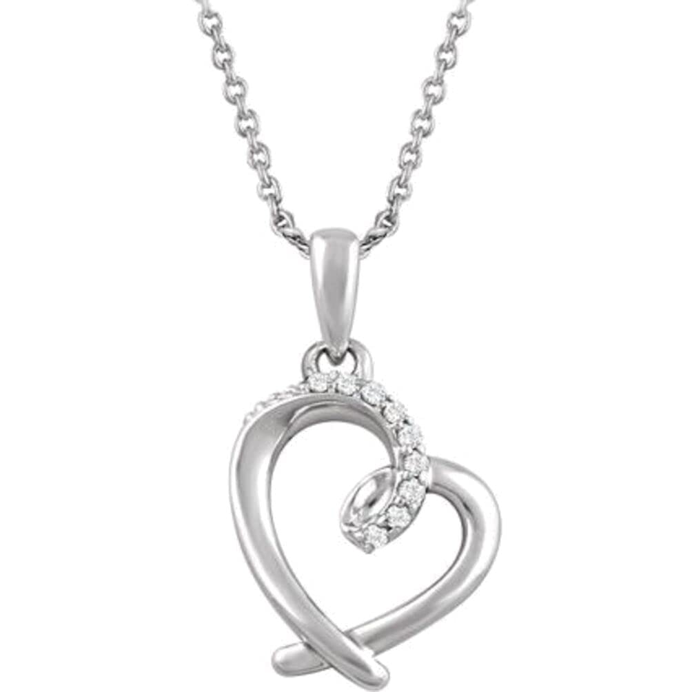 Bonyak Sterling Silver .05 CTW Diamond Heart Pendant Necklace 16-18