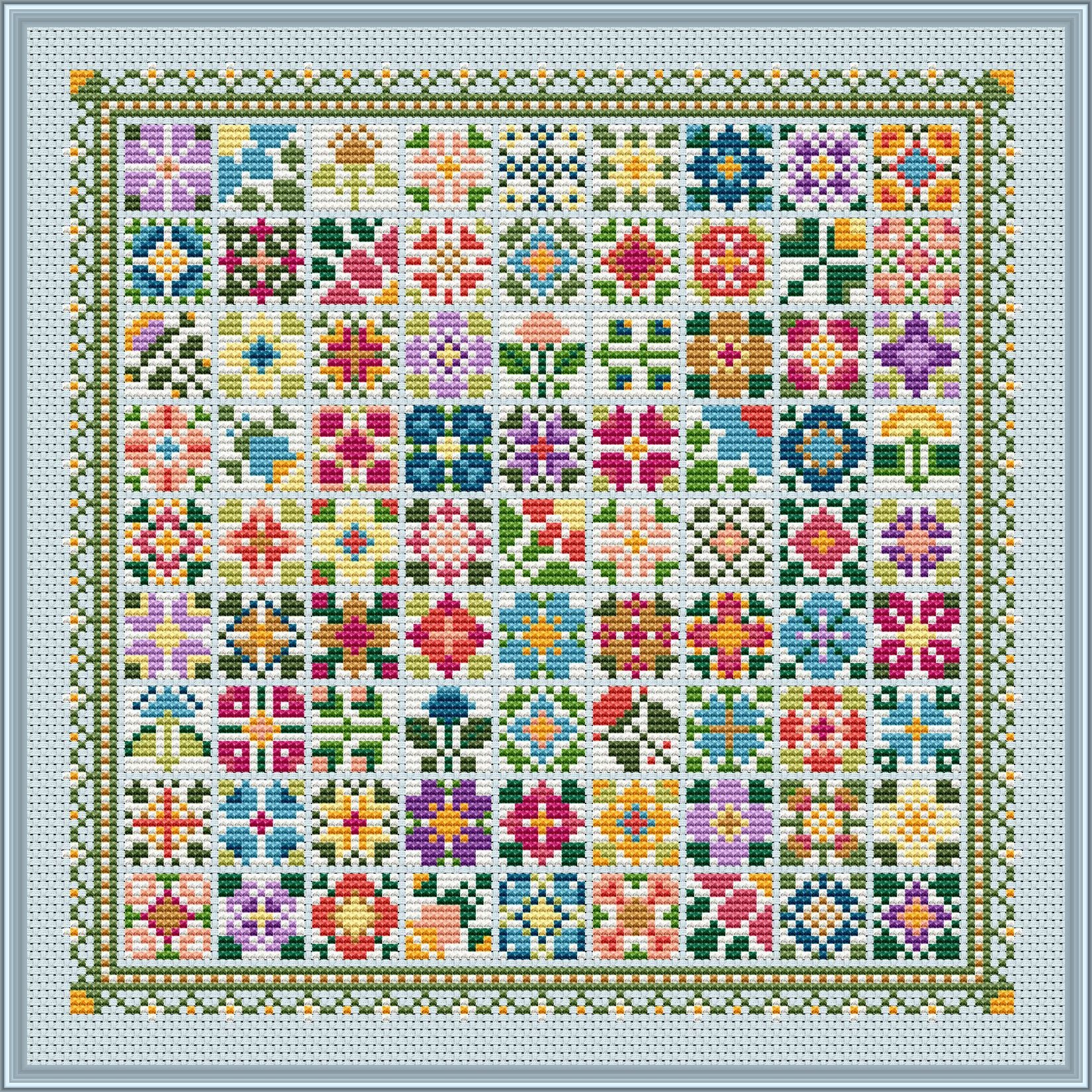 Garden of Joy Cross Stitch Pattern Kit - Floral Embroidery Design for Beginners & Experts - Perfect for Home Decor, DIY Gifts & Relaxation
