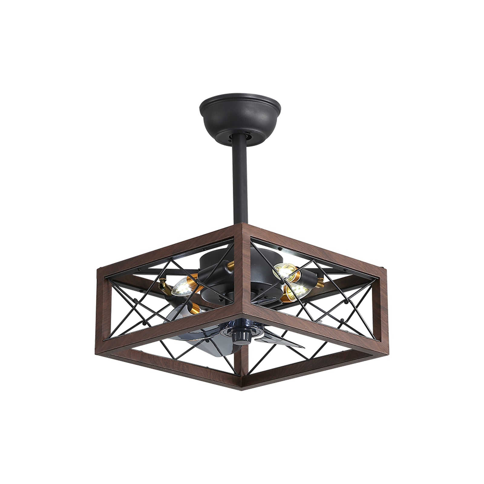 18 Inch Caged Ceiling Fan with Lights and Remote Control - Smart APP Control for Home, Bedroom, Living Room - Modern Industrial Style Cooling Fan (Bulbs Not Warranted)