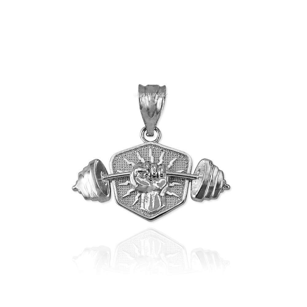 Sterling Silver Hand Weightlifting Dumbbell Pendant Necklace for Women & Men - Gym Jewelry, Workout Gift, Fitness Accessory - Perfect for Bodybuilders, Athletes & Weight Training Enthusiasts