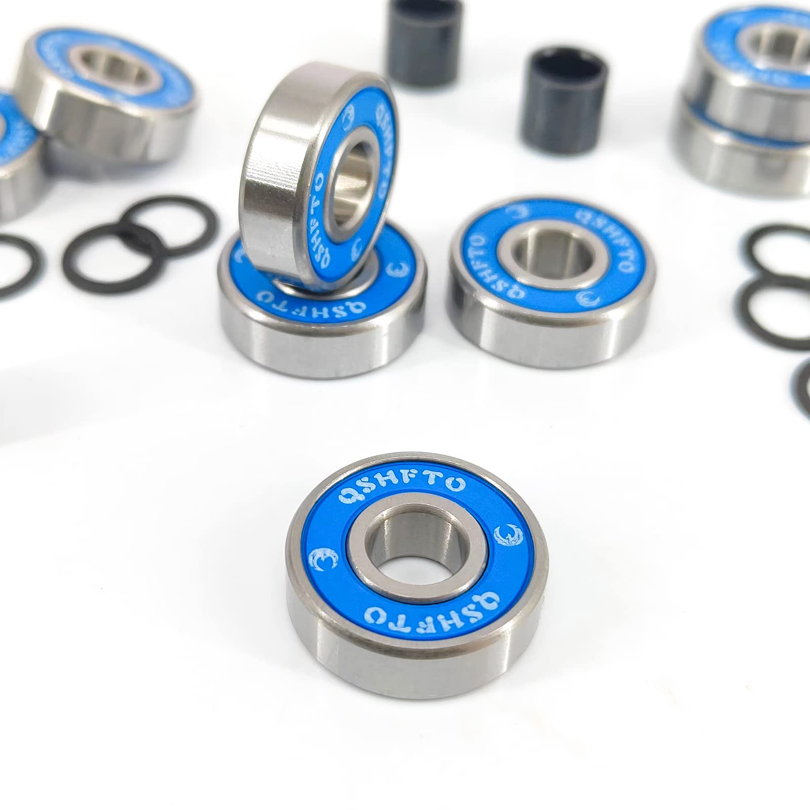 Premium ABEC 9 Skateboard Bearings - High Precision Bearing Kit with Spacers & Washers for Longboards, Skateboards, Roller Skates & Scooters - Smooth Ride for Commuting, Tricks & Extreme Sports