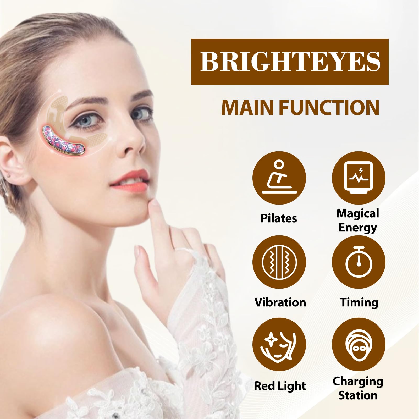 Red Light Therapy Eye Patches for Dark Circles & Puffiness Removal - Beauty Facial Tool with Vibration & Pilates Massage - Perfect for Under Eye Skin Care & Relaxation at Home or Travel