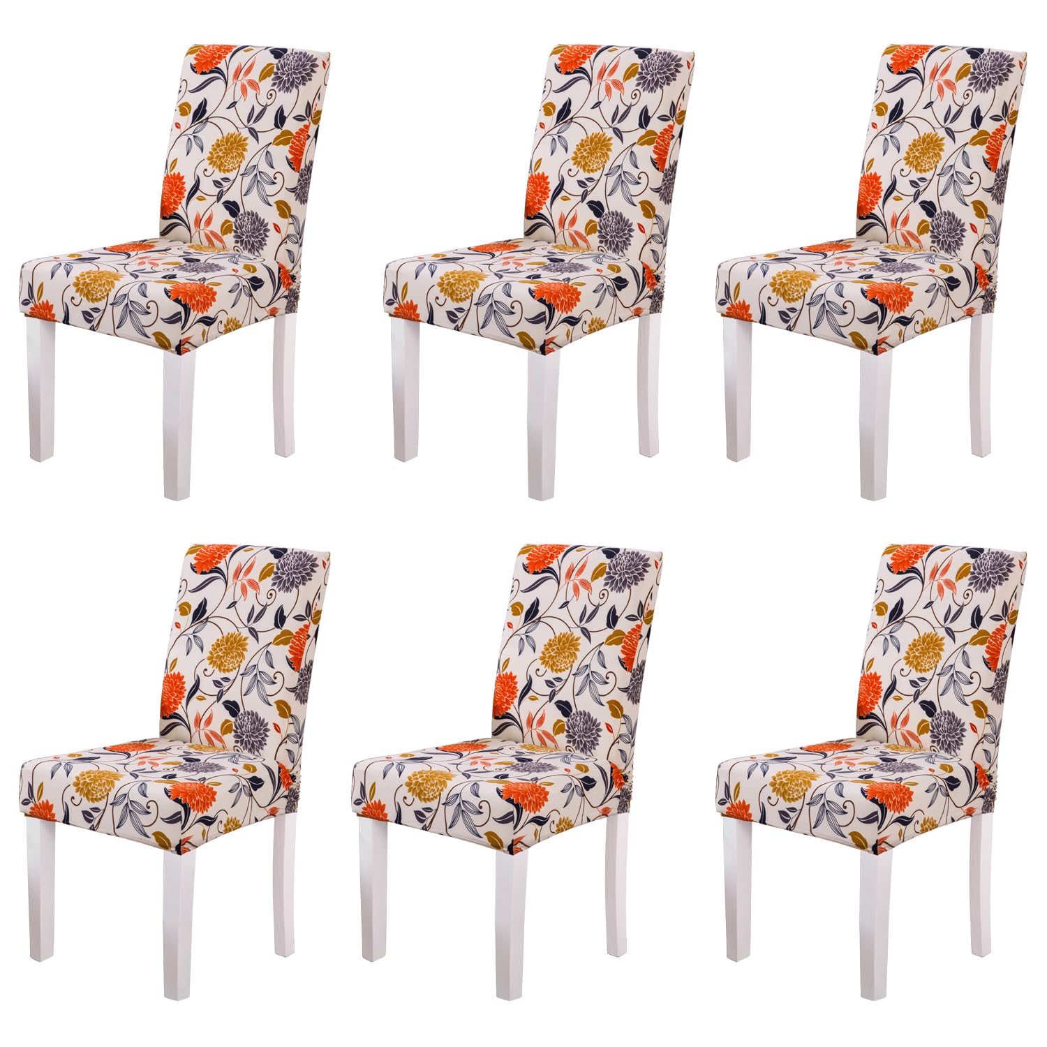6-Piece Stretch Washable Removable Dining Chair Covers - Elastic Spandex Seat Slipcovers for Home, Hotel, Banquet, Wedding & Party Decor (Style 05) - Perfect for Everyday Use, Special Events & Furniture Protection