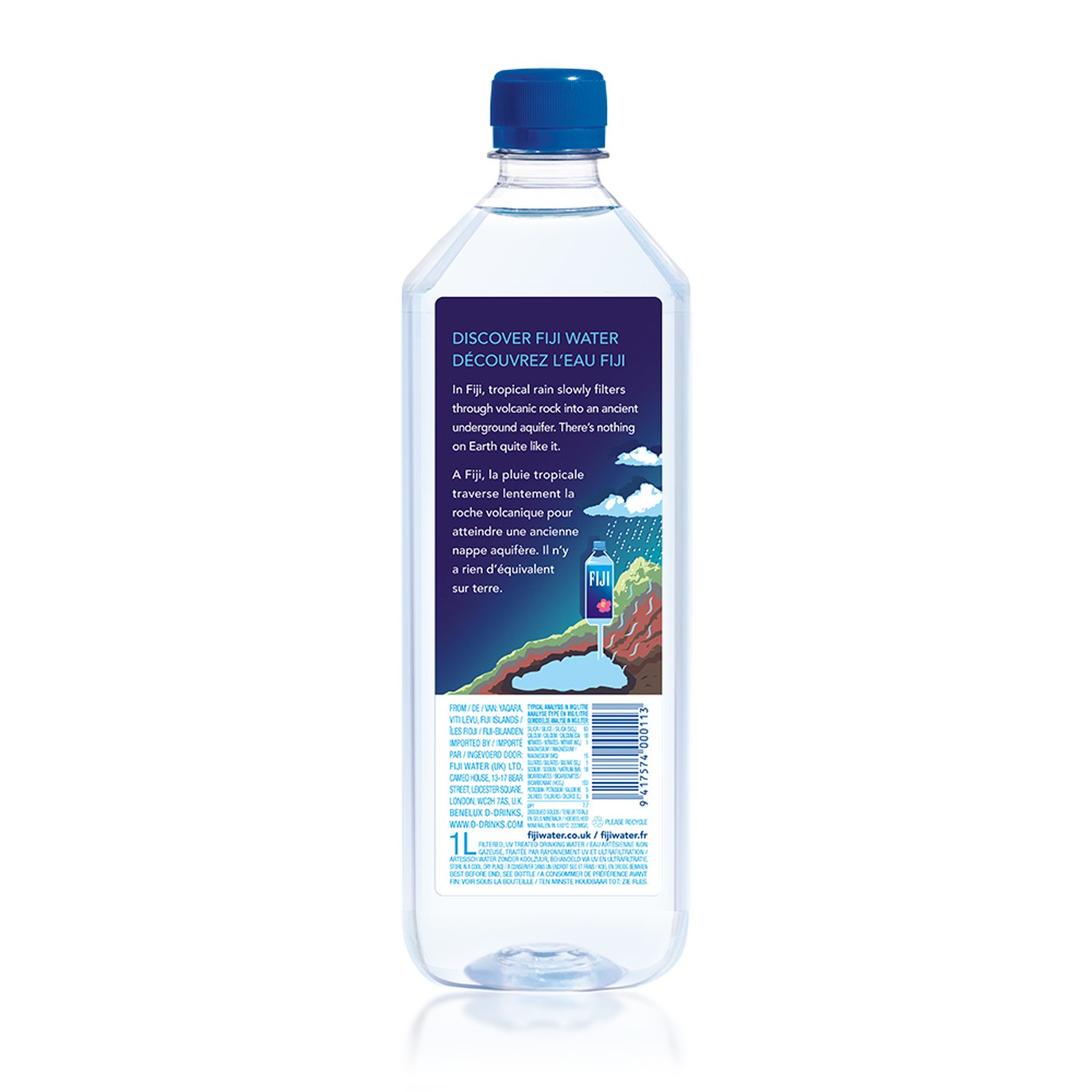 FIJI Natural Artesian Water 1L (33.8 fl oz) Bottle - Premium Alkaline Spring Water with Electrolytes for Hydration - Perfect for Gym, Office, Travel & Outdoor Activities