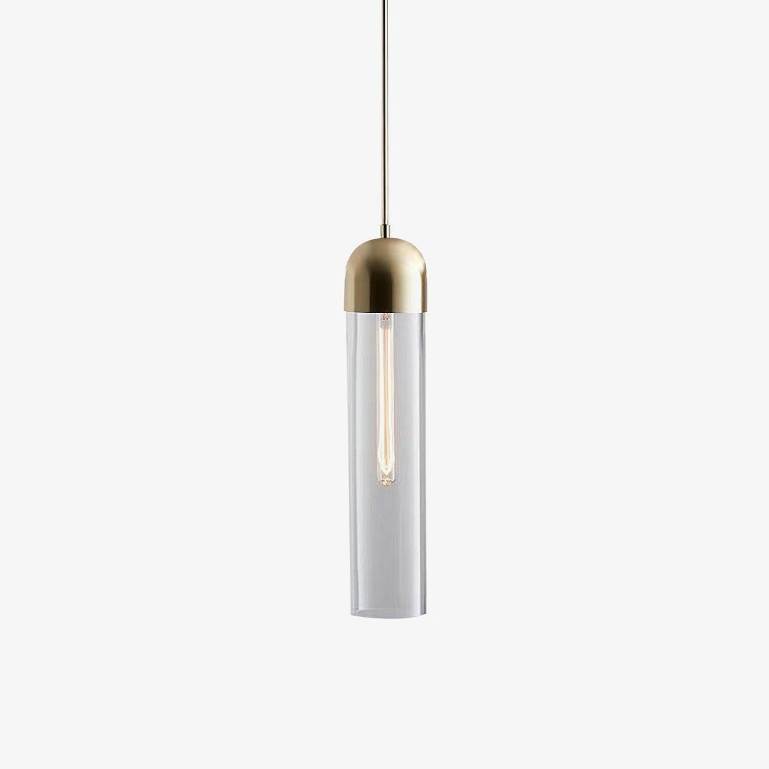 Modern Glass Cylindrical Pendant Light - Sleek Hanging Fixture for Kitchen Island, Dining Room & Bedroom Lighting