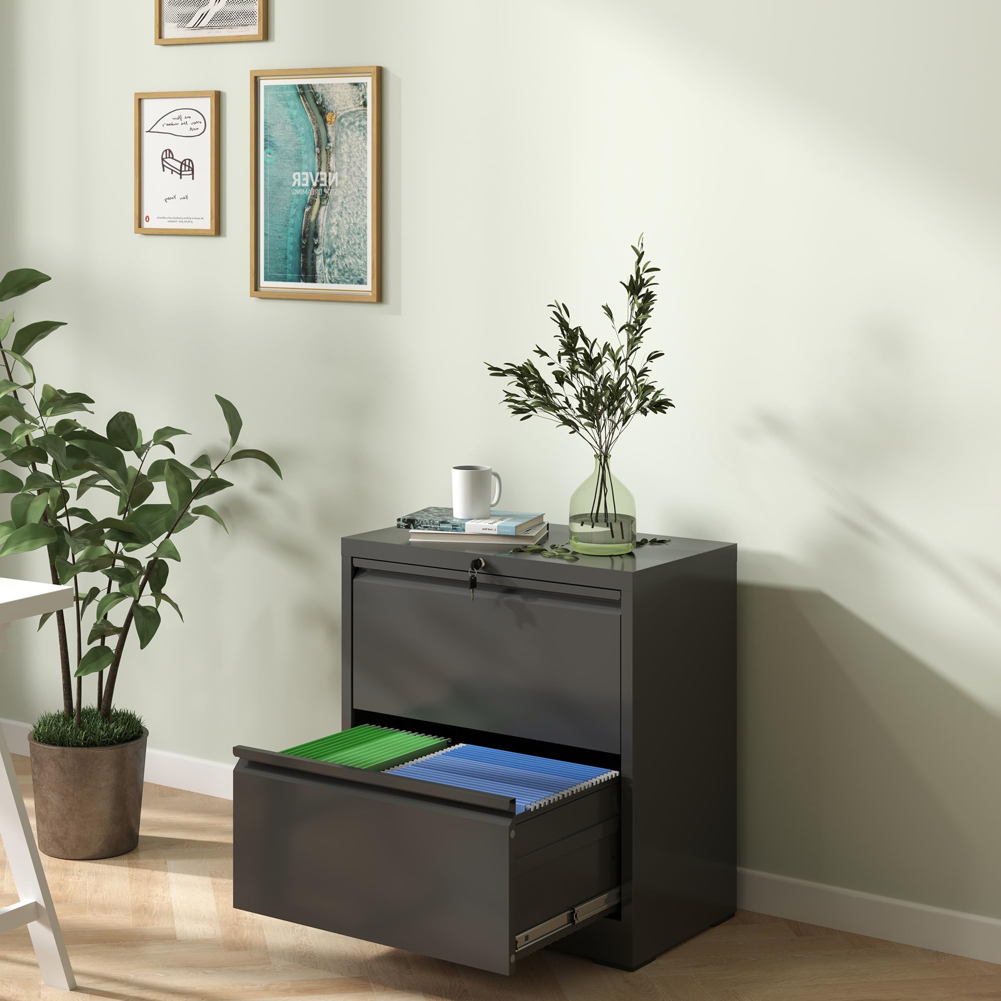 Heavy Duty Locking Metal Filing Cabinet with Drawers - Large Lateral Steel File Cabinet for Home & Office - Stores Legal/Letter Size Documents (Assembly Required) - Perfect for Organizing Office Files, School Records & Home Documents