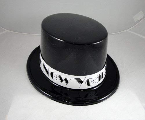 12 Pack Happy New Year Top Hats - Black & White Party Hats for New Year's Eve, Christmas, Birthday Celebrations & Costume Parties