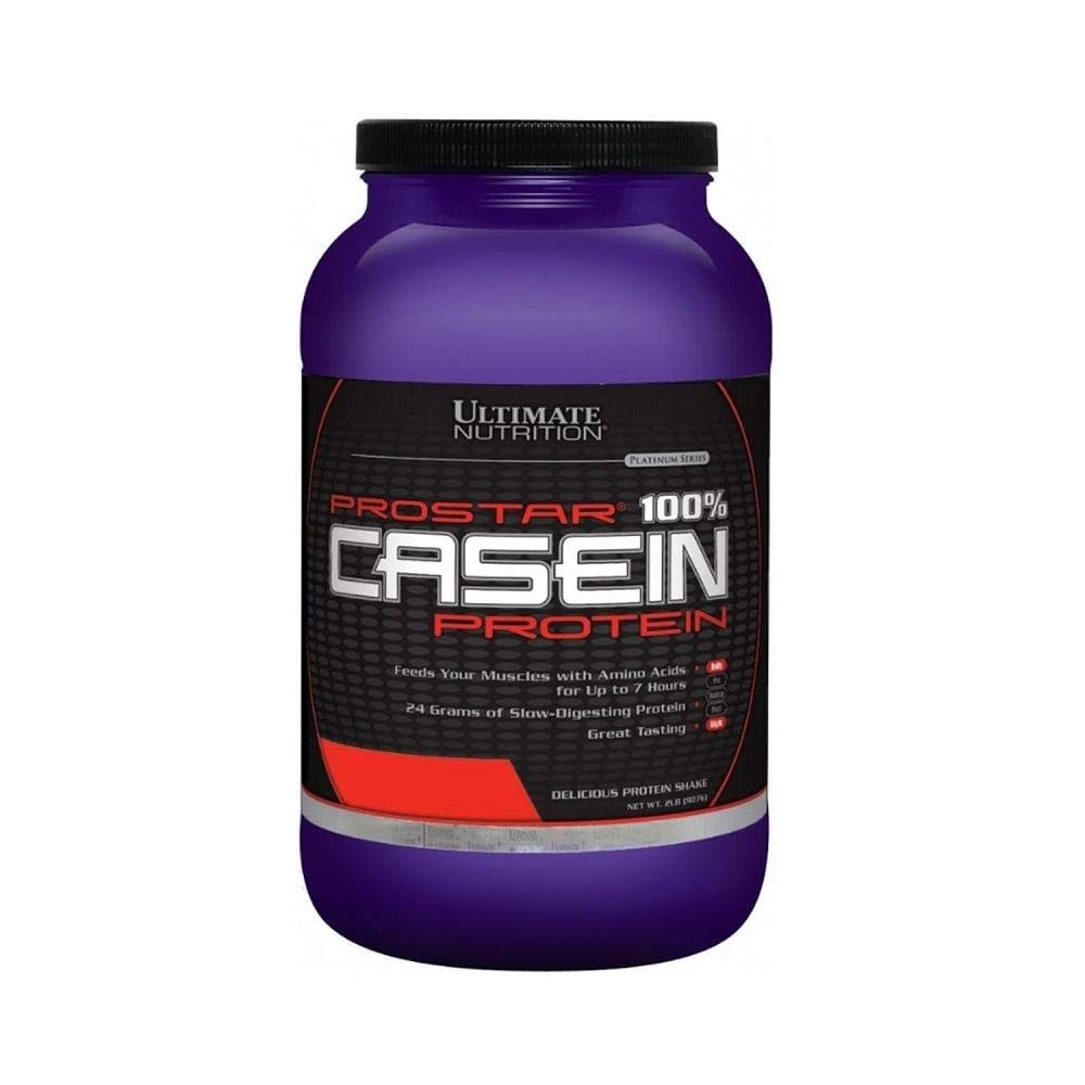 Ultimate Nutrition Prostar Micellar & Hydrolyzed Casein Protein Powder - Fat Free Muscle Growth & Recovery with BCAAs, 2lb, Strawberry Flavor | Overnight Protein for Athletes, Bodybuilders & Fitness Enthusiasts