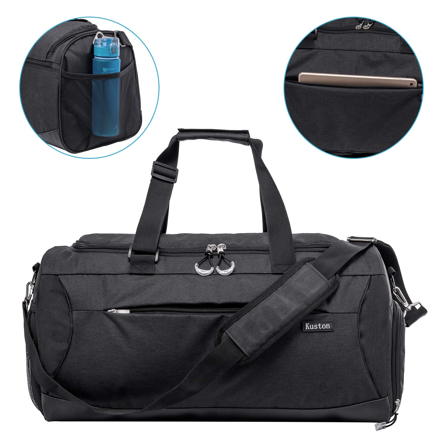 Kuston Sports Gym Bag with Shoes Compartment & Wet Pocket - Durable Gym Duffel Bag for Men & Women - Perfect for Workout, Travel & Overnight Trips