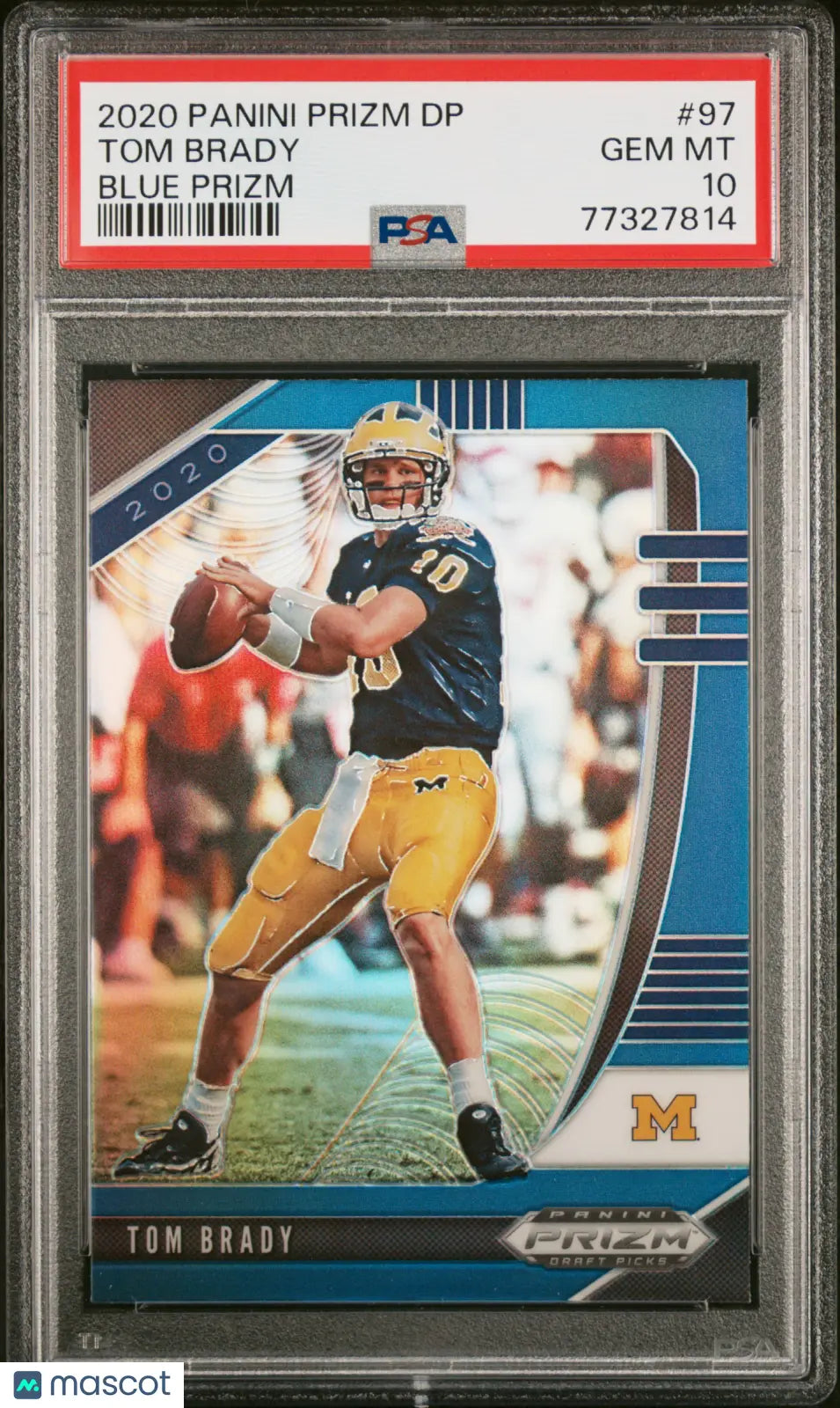 2020 Panini Prizm Football Tom Brady Draft Picks Blue PSA 10 Graded Card - Rare Collectible for Sports Memorabilia & Investment - Perfect for Display, Trading, and Football Fan Gifts