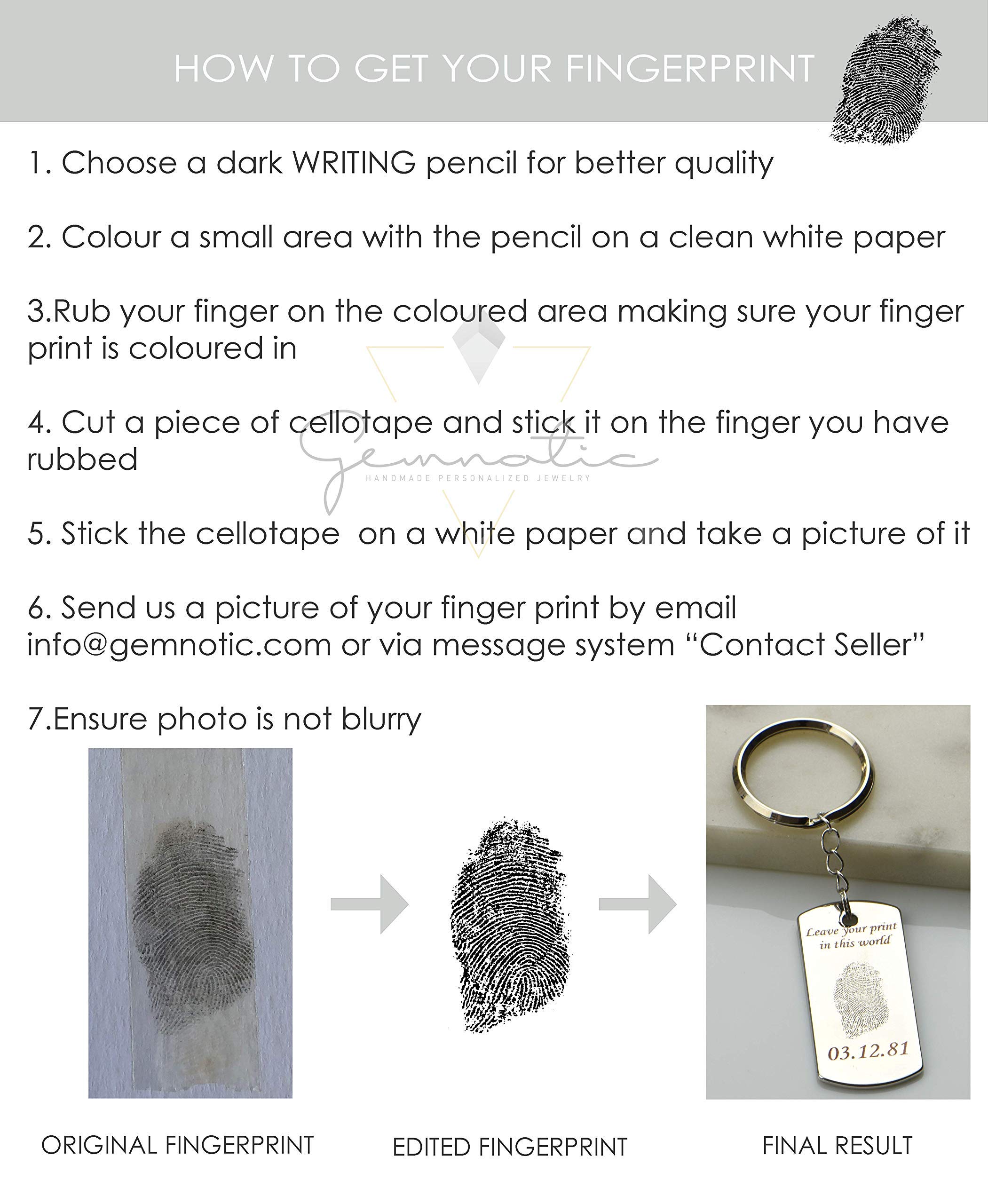 Custom Engraved Fingerprint Keychain - Personalized Memorial Gift for Loved Ones - Perfect for Anniversaries, Funerals & Keepsakes