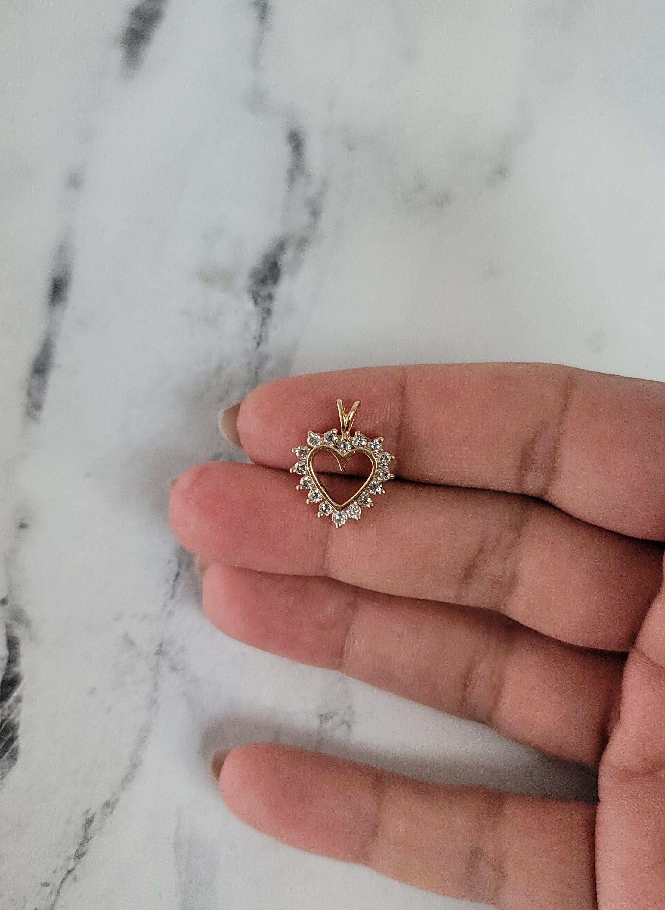 14K Yellow Gold Small Heart Shaped Diamond Necklace for Women - Perfect Gift for Valentine's Day, Anniversary & Special Occasions