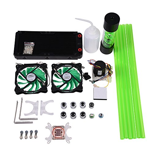 240mm DIY Water Cooling Kit - CPU Block, Pump, Reservoir, LED Fan & Heat Sink for PC Gaming & Overclocking | High-Performance Computer Cooling System for Extreme Gaming Rigs & Workstations