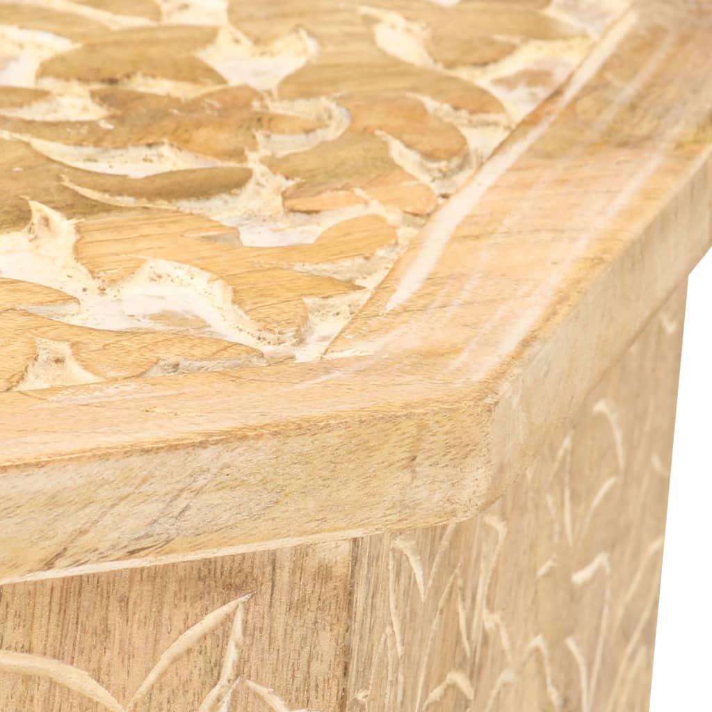 CHARMMA 18.9 Inch Solid Mango Wood Side Table - 9.74KG - Modern End Table for Living Room, Bedroom & Office - Sturdy Coffee Table Accent Furniture
