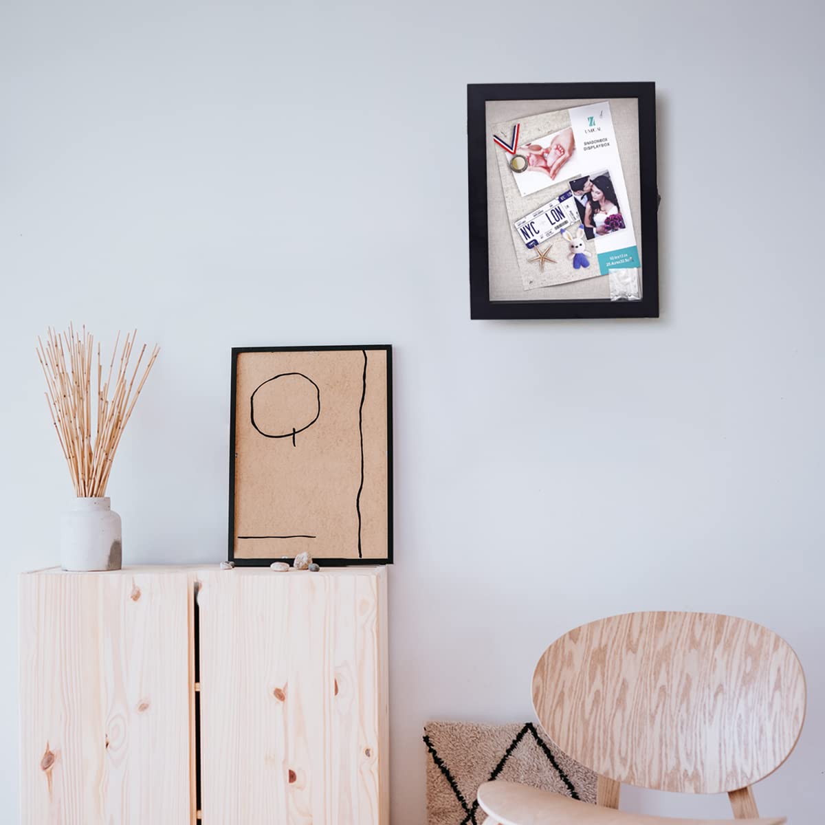 11x14 Shadow Box Display Case - Black Wood Memory Box with Linen Back & HD Plexiglass Window Door - Perfect for Keepsakes, Memorabilia, Wedding Favors, and Home Decor Display