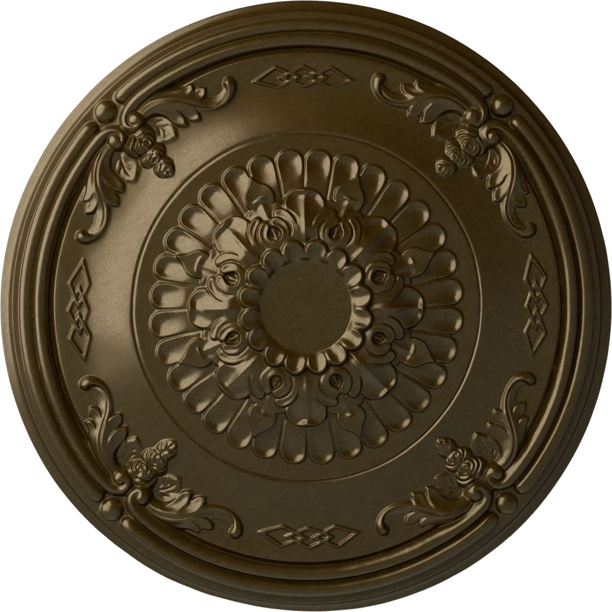 Ekena Millwork Athens Ceiling Medallion - Hand-Painted Brass Finish for Elegant Home Decor & Victorian Style Interior Design