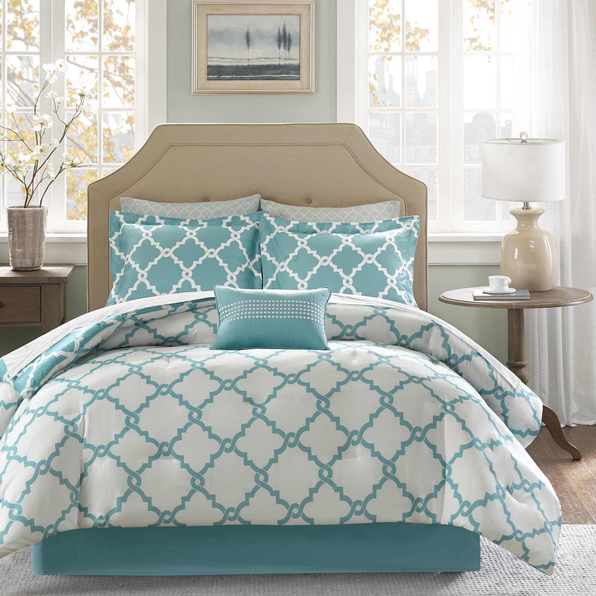 Empire Home Galaxy Oversized 10-Piece Comforter Set - Ultra Soft King Size Bed in a Bag (Turquoise) | Luxury Bedding for Master Bedroom & Guest Room