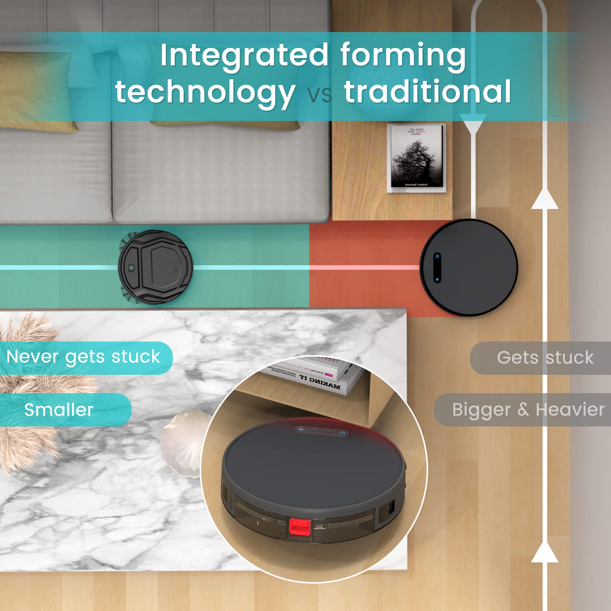 Lefant Robot Vacuum Cleaner 2200Pa Strong Suction, 120 Min Runtime, WiFi/Alexa/APP Control, Self-Charging, Slim Design for Hard Floors & Pet Hair - Perfect for Smart Home Cleaning & Daily Maintenance